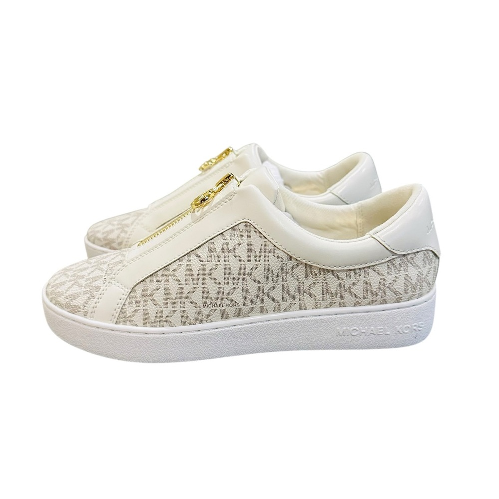 Michael Kors Keaton Zip Slip-On Sneaker Vanilla MK Logo Size 7M - Picture 5 of 10